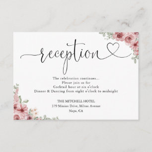 Rosen Bloemhart Script Trouwreceptie Informatiekaartje
