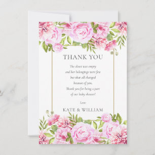 Rosen Bloemige Baby Shower Gedicht Bedankkaart