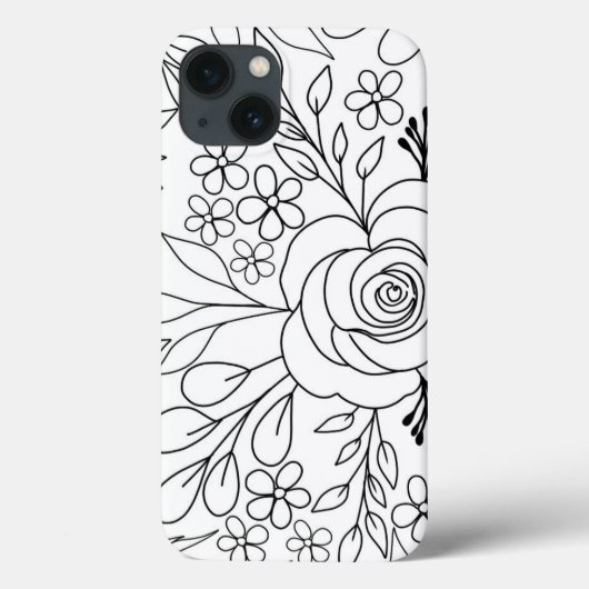 Rosen bloemtekening lijnkunst Case-Mate iPhone case (Achterkant)