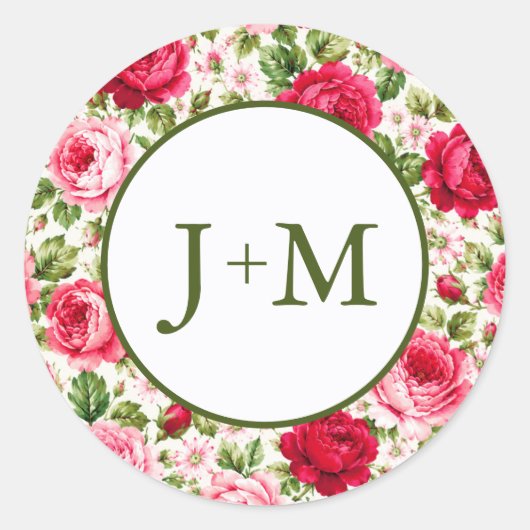 Rosen Bruiloft Ronde Sticker (Voorkant)
