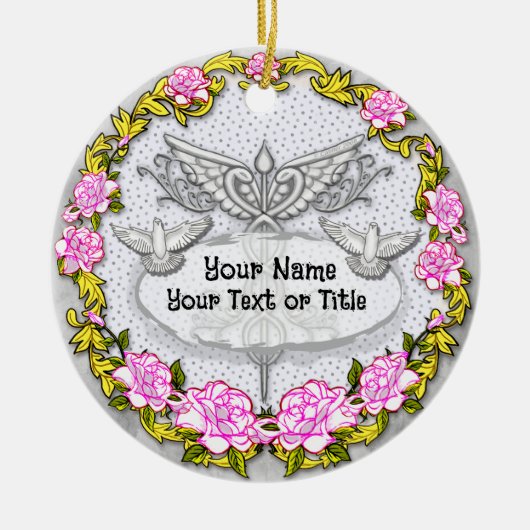 Rosen Caduceus Keramisch Ornament (Voorkant)