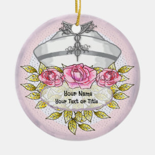 Rosen caduceus verpleegster keramisch ornament