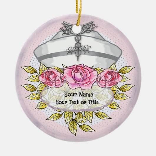 Rosen caduceus verpleegster keramisch ornament (Voorkant)