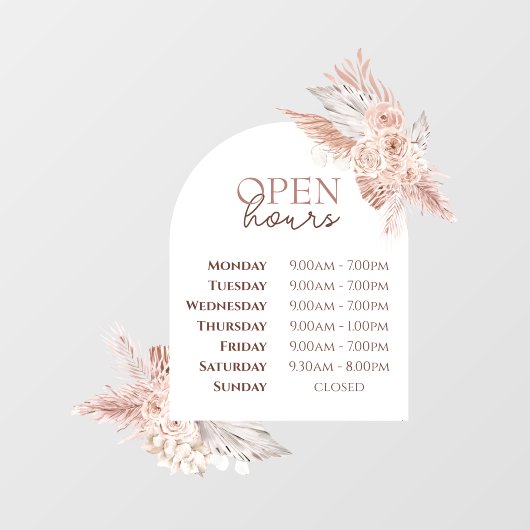 Rosen en boog openingstijden venster sticker (Vel)
