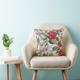 Rosen en Clematises Patroon, 40x40 cm Kussen