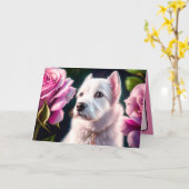 Rosen En Cute Hond Collectie Kaart (Gele Bloem)