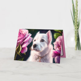 Rosen En Cute Hond Collectie Kaart