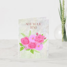 Rosen en Dahlias Bloemen Gevouwen Wenskaart Notitiekaartje