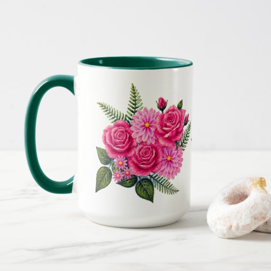Rosen en Dahlias Groot Mok (Met donut)
