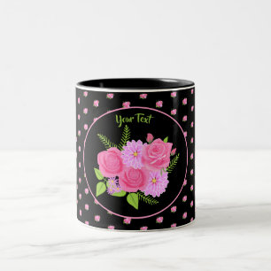 Rosen en Dahlias Zwarte Twee-Tons Koffiemok Tweekleurige Koffiemok