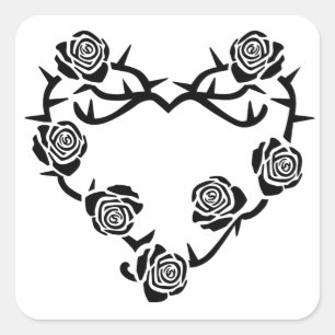 Rosen en Doornen Hart Vierkante Sticker