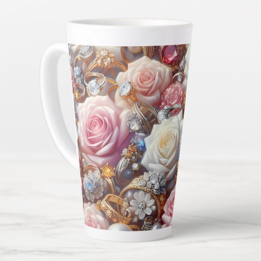 Rosen en Edelstenen Latte Mok 12 & 17 oz (Linkerhoek)