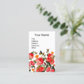 ROSEN EN GEEL BUTTERFLIES, wit, Floral Visitekaartje (Staand voorkant)