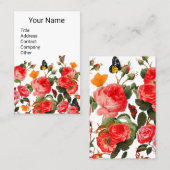 ROSEN EN GEEL BUTTERFLIES, wit, Floral Visitekaartje (Voorkant / Achterkant)