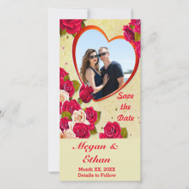 Rosen en Hart Frame Bewaar de Datum Fotokaart Save The Date