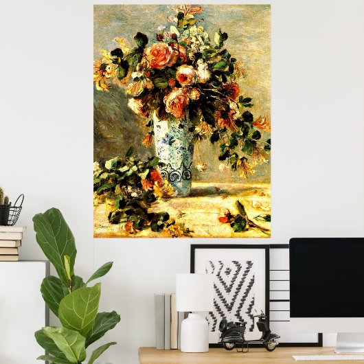 Rosen en Jasmine in een Delfts vaas Poster (Thuiskantoor)