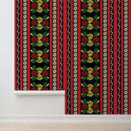 Rosen en kastelen Folk Art bloemenschildering smal Behang