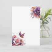 Rosen en Vlinder Blank Huwelijk Kaart (Staand voorkant)