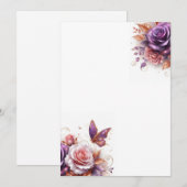 Rosen en Vlinder Blank Huwelijk Kaart (Voorkant / Achterkant)
