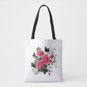 Rosen en Vlinders, Kleurig Ontwerp, Tote Bag (Voorkant)