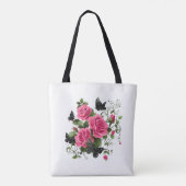 Rosen en Vlinders, Kleurig Ontwerp, Tote Bag (Achterkant)