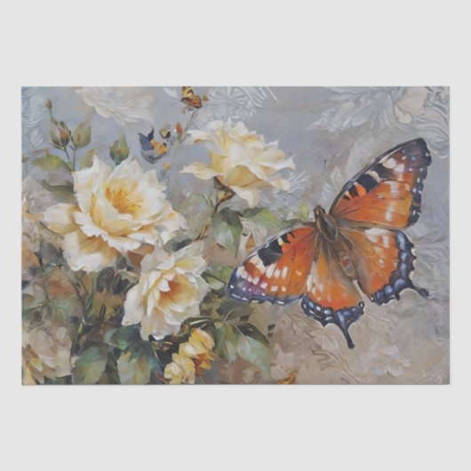 Rosen en Vlinders Print Decoupage / Tissuepapier (Voorkant)
