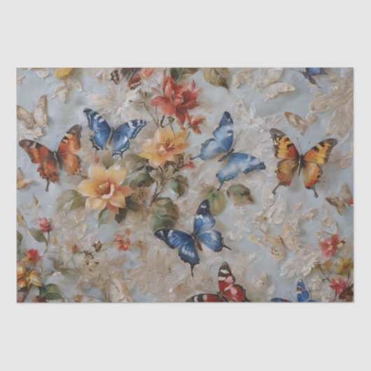 Rosen en Vlinders Print Decoupage / Tissuepapier (Voorkant)