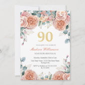 Rosen & Eucalyptus Bloemende 90ste Verjaardagsfees Kaart (Voorkant)