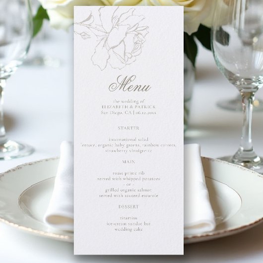 Rosen Formeel Modern Klassiek Parel Elegant Huweli Menu