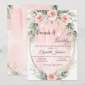 Rosen, Frame Brunch & Bubbly Bruidsfeest Kaart (Voorkant / Achterkant)