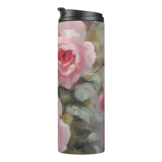 Rosen Geschilderd Roze Thermosbeker (Geroteerd rechts)