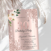 Rosen Glitter Drips Roze Goud 30e Verjaardag