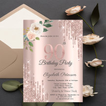 Rosen Glitter Drips Roze Goud 90ste Verjaardag