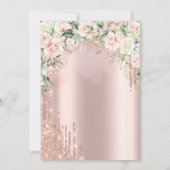 Rosen Glitter Drips Roze Goud Bat Mitzvah Kaart (Achterkant)