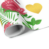Rosen & Goud Hart Cadeaupapier (Rol Hoek)