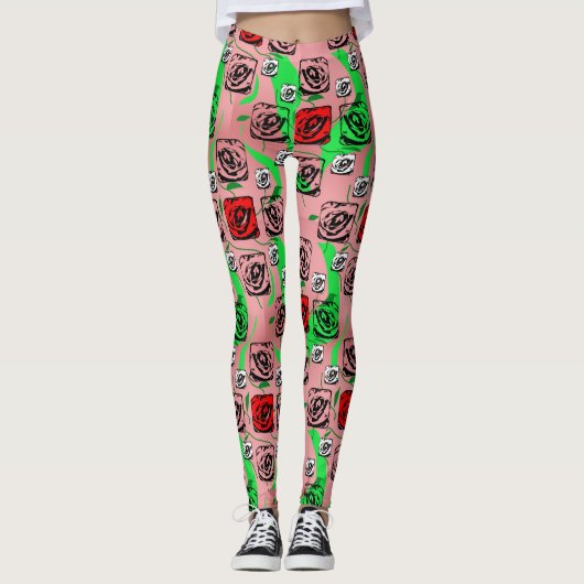 Rosen Grafische Leggings (Voorkant)
