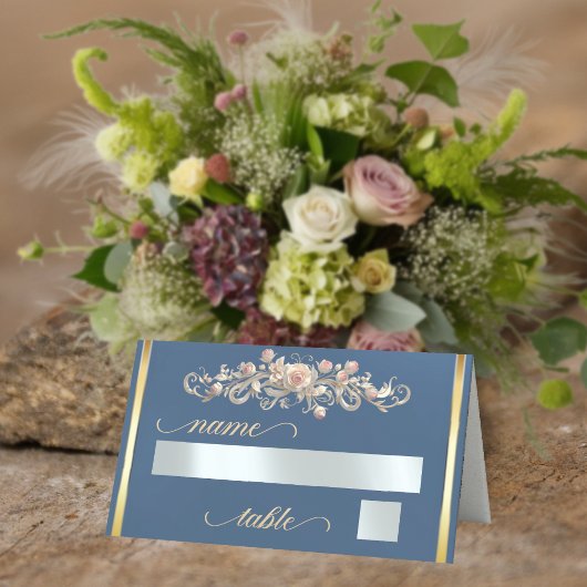 Rosen & Hart Monogram - Blauw Plaatskaartje