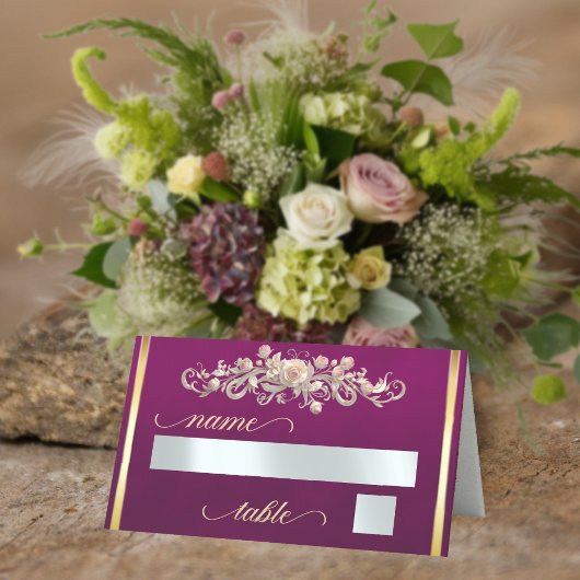 Rosen & Hart-monogram - Plum Plaatskaartje