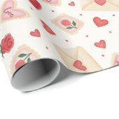 Rosen Harten & Liefdesbrieven Inpakpapier Rol (Rol Hoek)