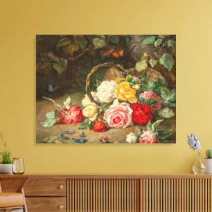 Rosen in een Mand – Josef Neugebauer Canvas Afdruk