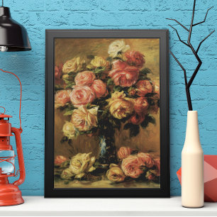 Rosen in een vaas door Pierre Renoir, Vintage Fine Poster