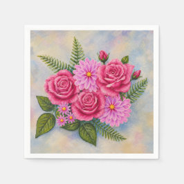 Rosen met Dahlias  Servet
