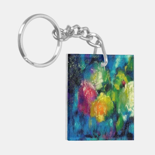 Rosen, mooie fijnkunstschilderij sleutelhanger (Voorkant Links)