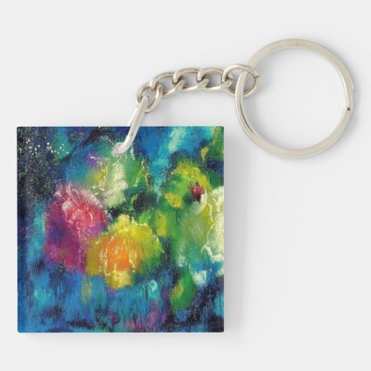 Rosen, mooie fijnkunstschilderij sleutelhanger (Achterkant)