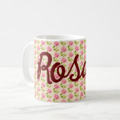 Rosen Muster rosa pink Koffiemok (Voorkant links)