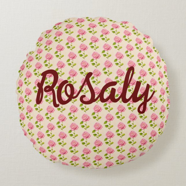 Rosen Muster rosa pink Rond Kussen (Voorkant)