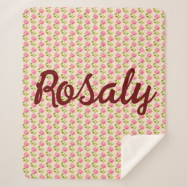 Rosen Muster rosa pink Sherpa Deken
