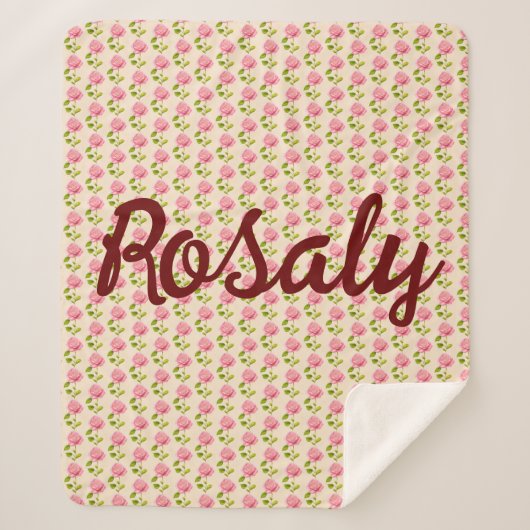 Rosen Muster rosa pink Sherpa Deken (Voorkant)