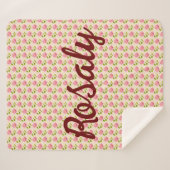 Rosen Muster rosa pink Sherpa Deken (Voorkant (horizontaal))