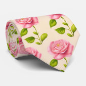 Rosen Muster rosa pink Stropdas (Opgerold)